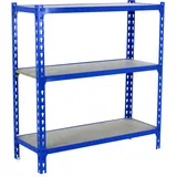 Simonrack Maderclick schraubenloses Metallregal 3 Böden: Farbe BLAU/HOLZ 900x900x400 mm