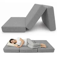 POKAR Klappmatratze 3-teilige Faltmatratze Camping Matratze Gästematratze Feldbett Klappbett Gästebett Bodenmatratze Schlafmatratze 140 x 195 x 15 cm, Grau