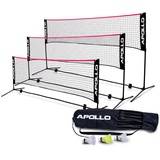 Apollo Badminton und Volleyball Netz | Rot ROT (L)400cm (l)300cm