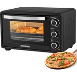 Steinborg Mini Backofen 25 Liter 60 Min Timer 100-230°C 1500 Watt Ober-/Unterhitze Umluft Grillrost, Backblech, Krümelblech