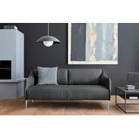 2,5-Sitzer W.SCHILLIG "sally", grau (graphit z59), B:194cm H:78cm T:84cm, Longlife Xtra-Leder Z59: Glattleder mit modischer Prägung. Hautstärke 0, 9 - 1, 1 mm., Sofas, mit Metallfüßen in Bronze pulverbeschichtet, Breite 194 cm