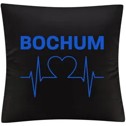 multifanshop Kissenbezug - Bochum - Herzschlag - Druck blau - Kissen