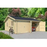Lasita Maja Doppel - Holzgarage Falkland mit Holztor Natur 575 cm x 575 cm