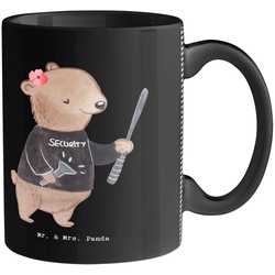 Mr. & Mrs. Panda Tasse Security Mitarbeiterin mit Herz – Schwarz – Geschenk, Kaffeetasse, Ta, Keramik schwarz