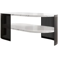 Mirjan24 Couchsitch, Weiß, Schwarz, Metall, Oval,Oval, 50x40x100 cm, Wohnzimmer,