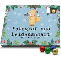 Mr. & Mrs. Panda Schoko Adventskalender Fotograf Leidenschaft - Blau Pastell - Geschenk, Schokoladen Adventskalender, Ausbildung, Paparazzi, Fotogr... - Blau