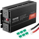 Vevor Sinus-Wechselrichter, 1500 W DC 12 V AC 230 V Wechselrichter mit 2 AC-Steckdosen 2 USB-Anschlüssen 1 Typ-C-Anschluss 6 Ersatzsicherungen für kleine Haushaltsgeräte wie Smartphone-Laptops