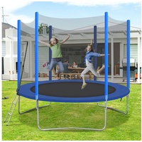 Rutaqian Gartentrampolin Trampolin sicheres Gartentrampolin KinderTrampolin TÜV GS Zertifiziert, Ø 308 cm, Sicherheitsnetz Gepolsterten Stangen Komplettset Belastbarkeit 150 kg 308 cm