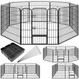 tectake® Welpenauslauf, 8-teilig, faltbar, abgerundete Ecken, einfache Montage, Bodenverankerung möglich