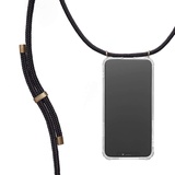 KNOK Handykette Kompatibel mit Apple iPhone 12 PRO MAX - Silikon Hülle mit Band - Handyhülle für Smartphone zum Umhängen - Transparent Case mit Schnur - Schutzhülle mit Kordel in Schwarz