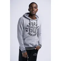Lonsdale Mamhead Kapuzenpullover - Marl Grey / Black -