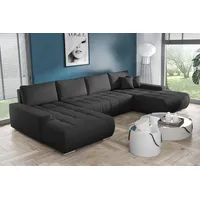 Compleo Ecksofa mit Schlaffunktion aus Velourstoff MONA, mit Bettkasten, U-form, Modern Wohnzimmer schwarz