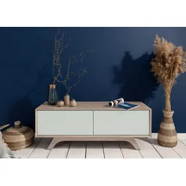 Massivmoebel24 TV-Board Akazie 125x45x45 braun-weiß lackiert TROMSO #107