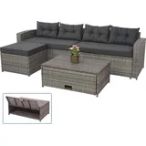 Mendler HWC-J34 Pollyrattan Lounge-Set grau