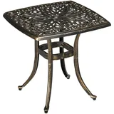 Outsunny Terrassentisch mit Schirmloch und Ornament Tischplatte Vintage-Design