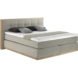 Boxspringbett PLACES OF STYLE "Vinton", beige, B:180cm L:213cm, Komplettbetten, Boxspringbett, aus massiver Eiche, verschiedene Härtegrade (auch H4)