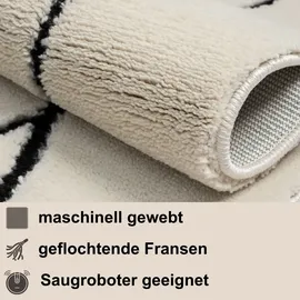 Myflair Moroccan Handwrite Hochflor-Läufer 80 x 250 cm Schwarz/Weiß