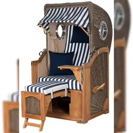 Mr. Deko Strandkorb Komplettset - bene living - Ammersee Single Teak - PE grau - Modell 518 - inkl. Liftersystem