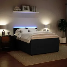 vidaXL Boxspringbett mit Matratze Schwarz 140x200 cm Samt