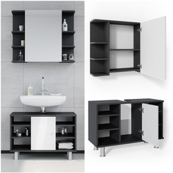 Vicco Badmöbel Set Badezimmer Möbel Fynn Spiegelschrank Waschbeckenunterschrank
