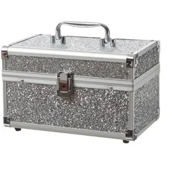 MARELIDA® Schmuckkoffer in Silber mit Glitzeroptik - Premium Schmuckkästchen für Schmuck