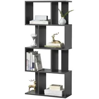 [en.casa] Bücherregal Brattahlid 130 x 60 x 24 cm Dunkelgrau