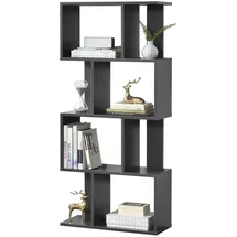 [en.casa] Bücherregal Brattahlid 130 x 60 x 24 cm Dunkelgrau