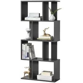[en.casa] Bücherregal Brattahlid 130 x 60 x 24 cm Dunkelgrau