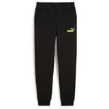 Puma Kinder Hose ESS+ 2 Col Logo Pants FL, PUMA Black-Lime Sheen 140