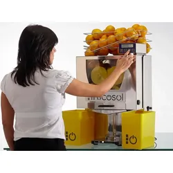 Frucosol elektr. Orangenpresse F50C für 20-25 Orangen/Min. mit 7 Früchte-Zulauf mit digitalem Zähler Saftpresse Entsafter Edelstahl