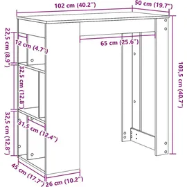 vidaXL Bartisch mit Regal 102 x 50 x 103,5 cm Grau