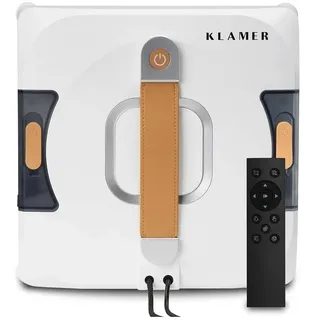 KLAMER Fensterputzroboter Kompakter Fensterroboter mit automatischer Kanten-Erkennung, Dual Spr..., Randerkennung, Absturzsicher,2 Modi, Fernbedienung/App Steuerung weiß