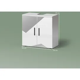 livinity Waschbeckenunterschrank Ronco 60 x 59 x 30 cm Weiß Hochglanz