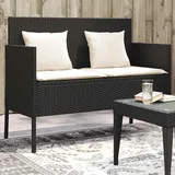 Teenpull – Gartenbank Mit Kissen Schwarz Poly Rattan