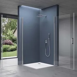 SoGood Ravenna24K Eckdusche mit Pendeltür rechts 80 x 90 cm transparent ESG-Sicherheitsglas
