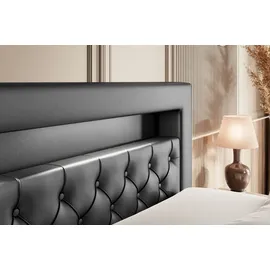 altdecor Boxspringbett NOEL GOLD KING - 160x200 - H3/H4 - Schwarz