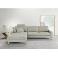 Candy 3C Candy Ecksofa »Lecce, wahlweise PUR-Schaumstoff oder Tonnentaschenfederkern«, Bett im 2,5-Sitzer, teilmotorische Schlaffunktion im Longchair, L-Form grau