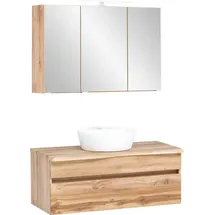 WELLTIME Badmöbel-Set »Lienz«, (2 St Spiegelschrank und Waschtisch), Wotaneiche, , 89993503-0 B/H/T: 100 cm x 200 cm x 47 cm
