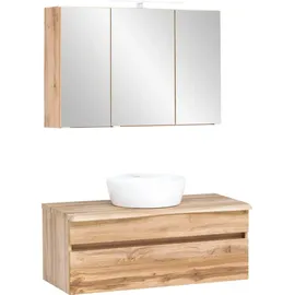 WELLTIME Badmöbel-Set »Lienz«, (2 St Spiegelschrank und Waschtisch), Wotaneiche, , 89993503-0 B/H/T: 100 cm x 200 cm x 47 cm