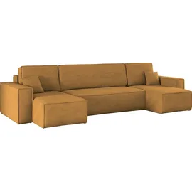 kaiser möbel Ecksofa mit schlaffunktion und Bettkasten, Sofa U-form, Couch U-form BEST Cord Senffarbe