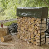 Mojawo Kaminholzregal Stahl L100 x B26 x H100 cm mit Regenabdeckung Schwarz