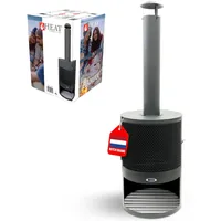 HEAT Outdoor Living Hamar Gartenkamin Schwarz - Terrassenofen - Feuerstelle für entspannte Abende - Feuersäule Outdoor - Terrassenkamin - Gartenofen aus hochwertigem Stahl - Schwarz - 47x47x148cm