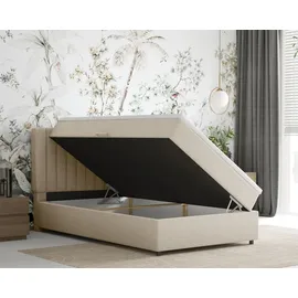 panda möbel Boxbett, Beige, Holz, Mode, H3, 120x200 cm, Oeko-Tex® Standard 100, Schlafzimmer, Betten, Boxspringbetten