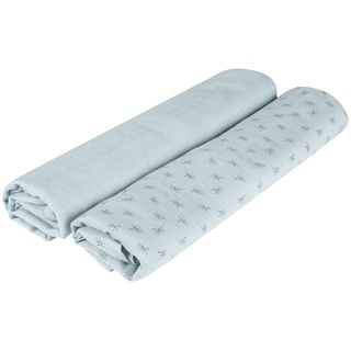 roba organic 2er Set Puck- und Stilltuch 'Lil Planet' hellblau/sky, Bio-Baumwolle, GOTS, 120x120cm