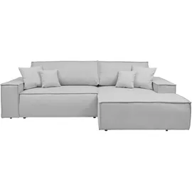 Andas Ecksofa »Finnley Schlafsofa 267 cm in Bouclé, Struktur fein u. Cord, L-Form,«, Schlaffunktion m. Bettkasten (136/210 cm), Bouclé, Struktur und Cord silberfarben