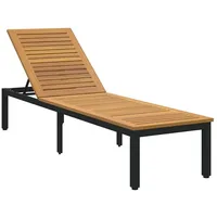 VidaXL Sonnenliege Schwarz 200x55x35 cm Massivholz Akazie