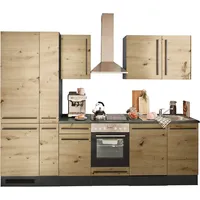 Stella Trading Jazz 8 Moderne Küchenzeile mit Elektrogeräten in Anthrazit, Artisan Eiche Optik - Geräumige Einbauküche mit viel Stauraum - 310 x 211 x 60 cm (B/H/T)