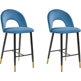 Beliani 2-tlg Barhocker FALTON Samtstoff Blau