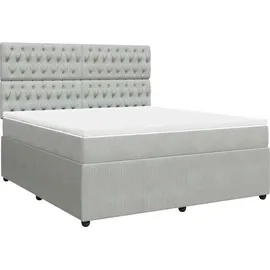 vidaXL Boxspringbett mit Matratze Hellgrau 180x200 cm Samt