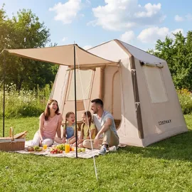 Costway Aufblasbares Zelt Familienzelt Braun/Khaki